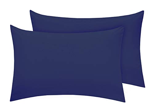 Comfortesy New Polycotton Housewife Pack of 4 Pillowcases | Pillow Covers | Plain Dyed Housewife Bedding Pillowcase (Navy)