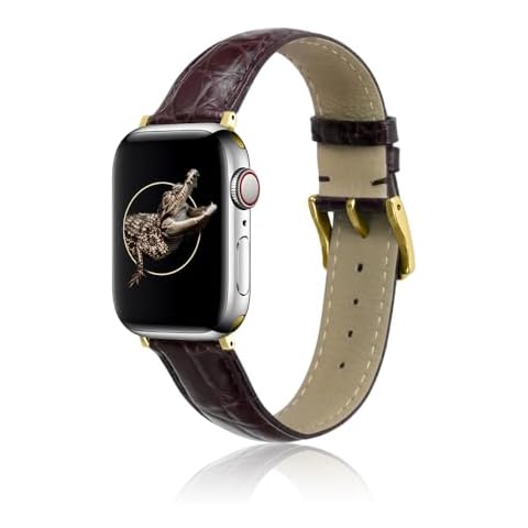FAGWIG Alligator Leather Band Compatible with Apple Watch 49mm 46mm 45mm 44mm 42mm 41mm 40mm 38mm Genuine Crocodile Skin Strap for iWatch Urtal Series 10 9 8 7 6 5 4 3 SE 2 1 Women Men Cover