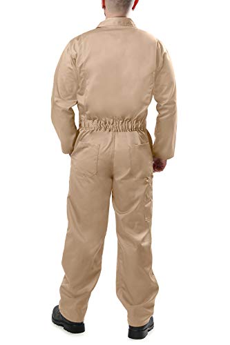 Kolossus Coveralls for Mens Long Sleeve Cotton Blend Work Jumpsuit APPAREL Khaki, Medium