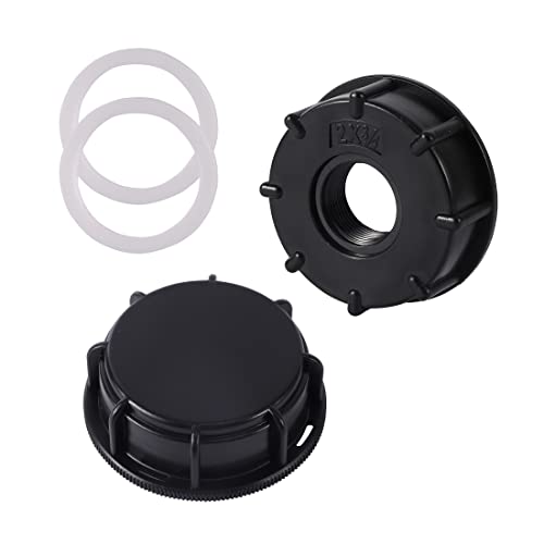 FOGWOWO Adaptador IBC S60x6, rosca interior de 3/4 pulgadas con tapa de depósito, manguera de jardín, adaptador de grifo IBC, accesorio para tanque de agua de lluvia válvula de barril.