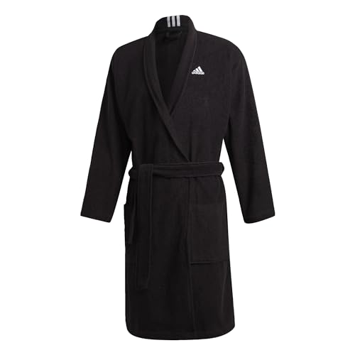adidas Unisex Cotton Bathrobe, Black, M