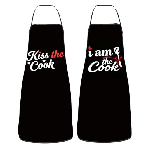Women Mens Aprons for Cooking,Couple Gifts for Anniversary Valentine's Day, Wedding Gifts for Couples,Funny Kitchen Matching Apron for Bridal Shower,Fathers Day, Birthday, His Hers Engagement Gift