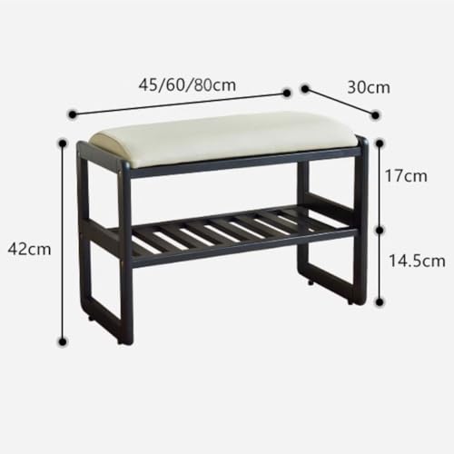 Banc à chaussures ottoman en bois massif 2 niveaux 80cm - 4