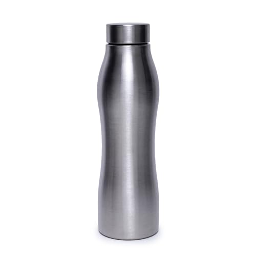 Image of HORNBILLS 1000 Stainless Steel Water Bottle 1 ltr, Single Walled, Leak Proof Lid, Rust Proof I For School, Office, Gym I Silver