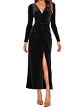Cette robe longue en velours à encolure en V pour femmes séduit par son décolleté élégant. La silhouette trapèze à taille haute lui confère un look raffiné.
