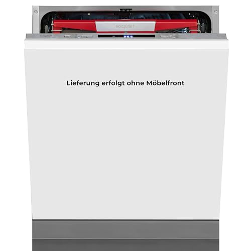 Exquisit Einbaugeschirrspüler 60cm, Vollintegrierte Spülmaschine, 14 Maßgedecke, Besteckschublade, Bodenlicht, Aquastop, Automatischer Türöffner, EGSP9614-E-031B inox