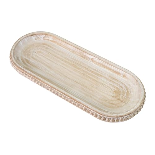 MAONAME Oval Long Narrow Wood Tray, Rustic Decorative Tray with