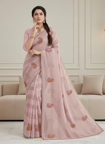Image of Yashika Women's Georgette Art Silk Bandhej Zari Work Embroidered Saree | Women Sari