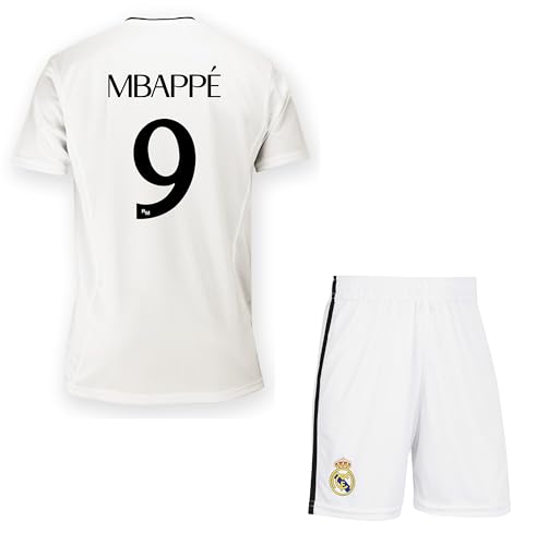 Real Madrid – Conjunto de fútbol – Camiseta corta Real Kylian Mbappé – Colección oficial de 8 años