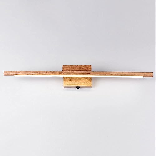Aplique de pared LED para tocador de madera, para baño, con interruptor, moderno espejo de maquillaje lineal, luz frontal de pared, accesorio de tocador de baño de madera, lámpara de pared con espejo