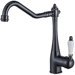 BOAOTX Grifo de cocina negro retro grifo cocina casa rural giratorio 360° Antik grifo mezclador monomando cocina fregadero grifo grifo grifo de latón aceite frotado bronce