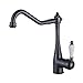 BOAOTX Robinet de cuisine noir rétro - Robinet de cuisine - Rotatif à 360° - Antique - Mitigeur monocommande - Robinet de cuisine en laiton brossé à l'huile - Bronze