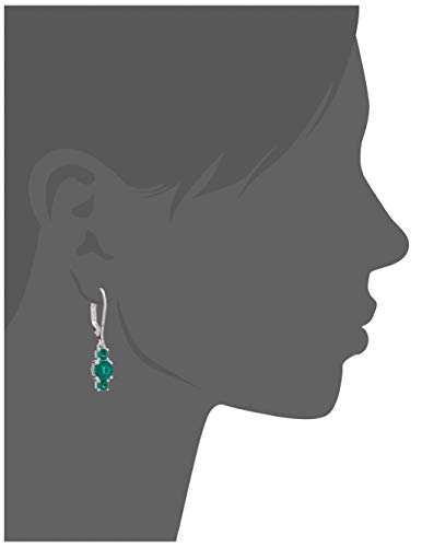 Amazon Collection Sterling Silver Created Emerald 5Mm And 3Mm Three Stone May Birthstone Leverback Dangle Earrings #TOP2
