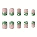 St. Patrick's Day Fake Nails Short Square French Press on Nails Green Gradient Full Cover White Clover False Nails with Designs Glossy Stick on Nails Acrylic Artificial Nails for Women Girls 24Pcs
