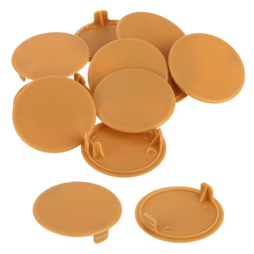 Image of uxcell 10Pcs Hinge Hole Covers, 40mm(1-9 /16 inch) Dia Plastic Concealed Hole Cover Round Flush Type Caps for Furniture Cabinet Cupboard, Khaki