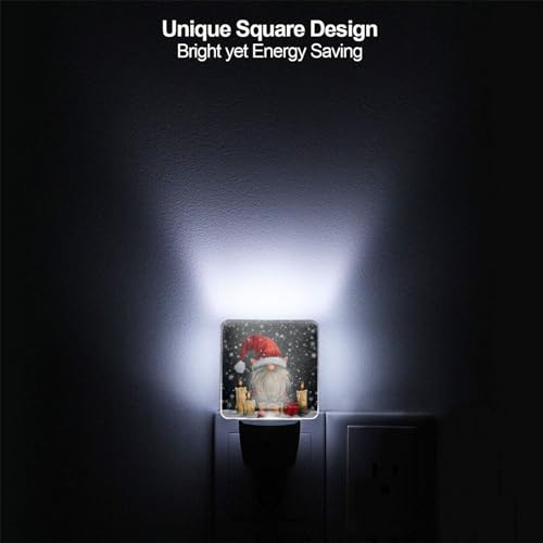 Image of Gnome Christmas Candles LED Plug-in Night Lamp 2 Piece Set, Auto Sensor Nightlights Set of 2 for Bedroom Bathroom