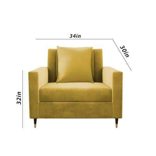 Image of Casaliving Garcia 1 Seater Sofa Set for Living Room (Yellow Colour) Premium Fabric Sofa