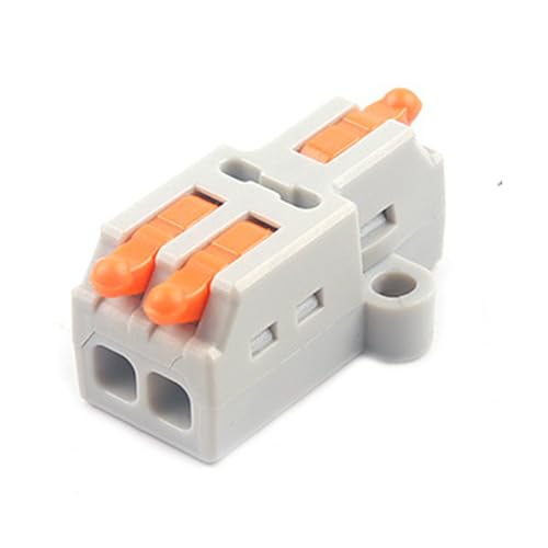 JOYELEC 20 Stück Verbindungsklemmen,D1-2 Schnellanschlussklemme Kabelverbinder,Kompakten Steckklemmen 1 Eingänge/2 Ausgänge, Kabel 0.08-2.5(4.0) mm²,250V,32A Leiter Klemme