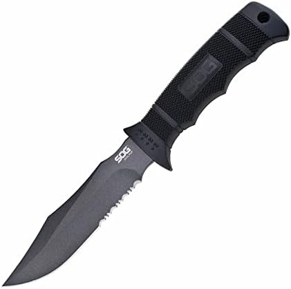 SOG SEAL Pup Fixed Blade M37K - Black Powder Coated 4.75" AUS-8 Blade, GRN Handle, Hard Molded Nylon Sheath