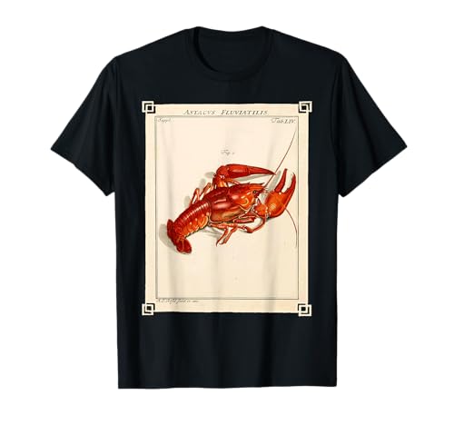 Aragosta Aragosta Vintage Art Sea Food Sea Animal Ocean Retro Style Maglietta