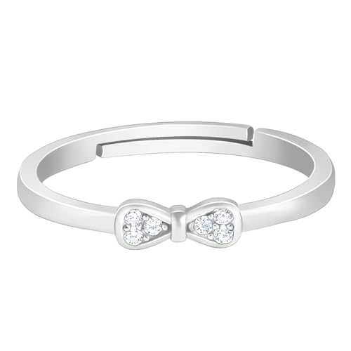 GIVA Anillo de plata 925 con lazo de circonita, ajustable, regalo para mujeres y niñas, con certificado de autenticidad y sello 925