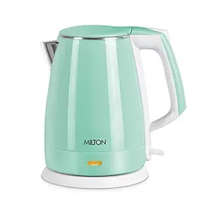 Milton Euroline Riga Electric 1.5 Stainless Steel Electric Kettle, 1 Piece, 1.5 Litres, Aqua Green, Power Indicator, 1500 Watts, Double Walled, Auto Cut-off