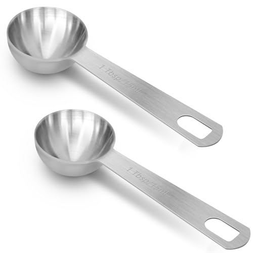 2 PCS 3 Teaspoon(15 mL | 15 cc | 3 Tsp | 1 Tablespoon) Stainless Steel Single Measuring Spoon, Easy to Use and Easy to Wash Metal Measuring Spoons Kitchen Gadgets for Cooking & Baking