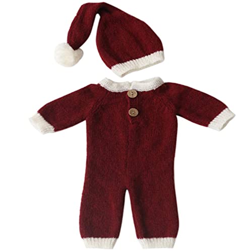 Yedaoiu Kerst Pasgeboren Baby Photo Shoot Props Outfits Haakkleding Santa Claus Red Hat Broek Photography Props (0-12m) voor verjaardagsfeestje en fotocadeau,Girl - Afbeelding 4