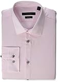 John Varvatos Star USA Men's Rick Slim Fit Long Button Down Dress Shirt, Pink Sand, 17' Neck 32'-33'...
