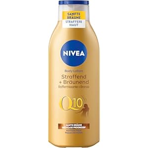 NIVEA Body Lotion Q10 Straffend + Bräunend, Pflege für eine sanfte Bräune mit frischem Sommerduft, Anti-Age Hautpflege mit Q10 für straffere Haut in 10 Tagen (200 ml)