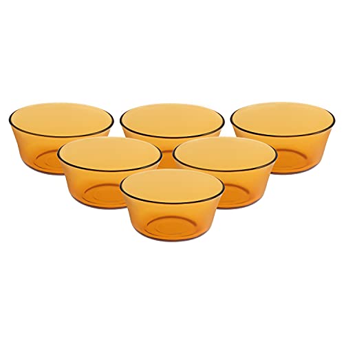 Image of Duralex France Tempered Glass Lys Amber Bowl Set of 6 Bowls, 10.5cm, 250ml | Durable, 3x Stronger, Dishwasher Safe | Ultra-Scratch Resistant | Perfect for Home, Parties, Cafes