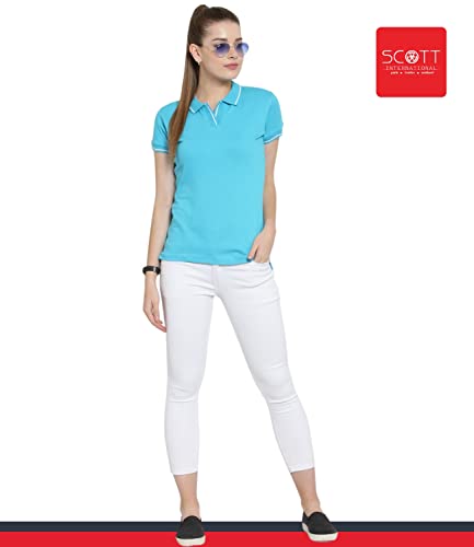 Image of Scott International Women's Regular Fit 100% Pure Organic Cotton Polo T-Shirt | Womens Polo Collar Neck T-Shirt | Cotton Plain Polo Neck Half Sleeve T-Shirt | Tshirts for Women
