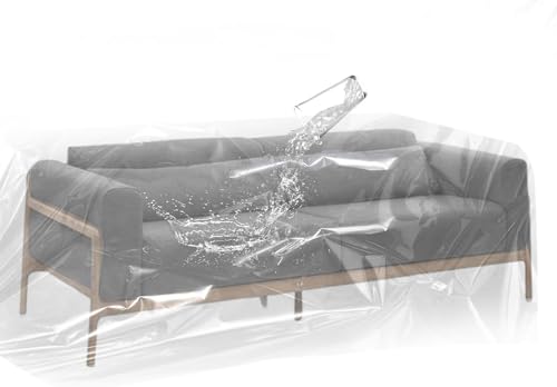 TUAKIMCE 1PCS Plastic Sofa Cover, Sofa Storage Bag, Heavy Duty Waterproof Sofa Protection Cover, Furniture Proof Dust Cover Couch Cover, Moving Sofa Cover for Sofas, Bed,Couch,Ground, 300cm x 200cm