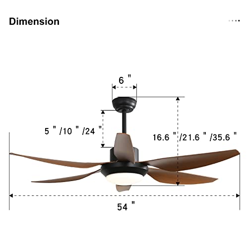 Sofucor 54 Inch Ceiling Fan With Lights Hand-Remote Control Farmhouse Ceiling Fan Reversible Dc Motor Abs Blades 6-Speed Dimmable Led Lights Modern Ceiling Fan For Home Office/Patio With Cover(Brown) #TOP6