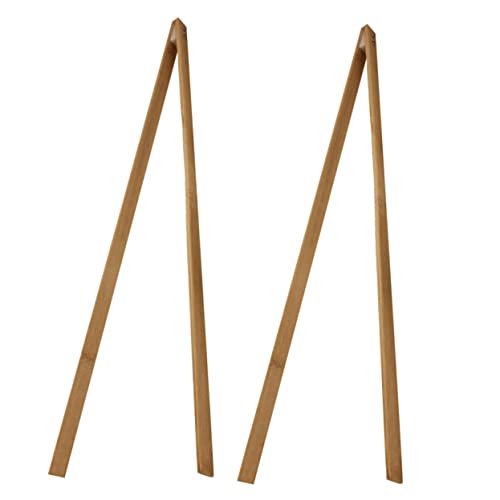 TOVINANNA 2pcs Long Bamboo Litter Tongs Trash Picker Grabber Tool for Outdoor Cleaning