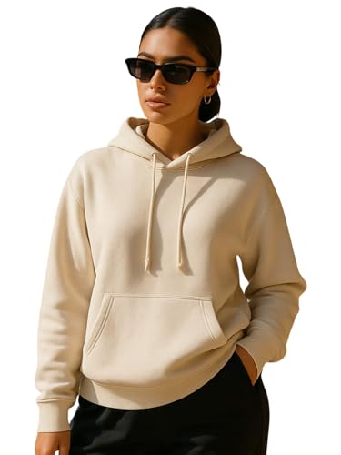 Image of JUNEBERRY Cotton Spun Casual Solid Full Sleeves Women Stylish Hooded Neck Regular Fit Hoodie for Winter