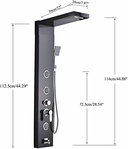 Stainless Steel LED Shower Panel Tower rain Waterfall Massage Nozzle System Mixer Shower Column-Black 1039 miniatura 2