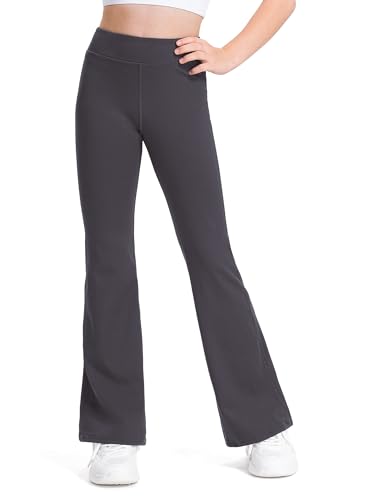 KEREDA Schlaghose Mädchen Flared Leggings Kinder Sporthose Teenager Hosen Elastische Jogginghose Gymnastikhose für Yoga,Tanz,Laufen Marineblau 158-164