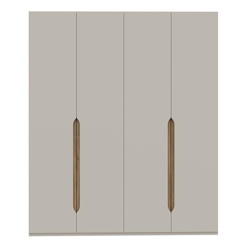 Forte EDWAL Kleiderschrank 180, moderner Kleiderschrank mit abgerundeten Griffmulden, 4-türig, Holzwerkstoff, Kaschmir|Beige Holzdekor, 177,5 cm breit x 210,5 cm hoch x 54,2 cm tief