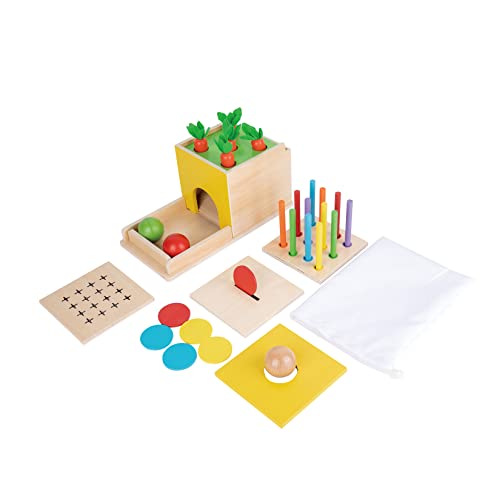 Image of Adena Montessori 5 in 1 Object Permanence Box Toddler Play Kit Toys for 1 Year Old Babies 6-12 Months 2 Year Old