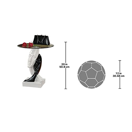 Design Toscano Lovers In Black And White Sculptural Glass-Topped Table, Two Tone Black & White #TOP1