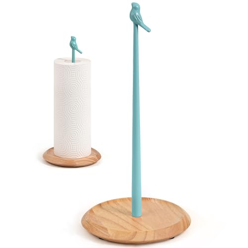 Wooden Paper Towel Holder countertop, Stylish Bird Shaped,Solid Wood Base&Iron