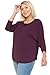 LEEBE Women's Plus Size Round Neck 3/4 Sleeve Crochet Shoulder Top (1X-5X) (3/4 SLV Dark Purple, 1X)