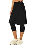 Aurgelmir Knee Length Womens Golf Tennis Skirts with Capri Legging Athletic Running Outdoor Workout Skorts with Pocket Black