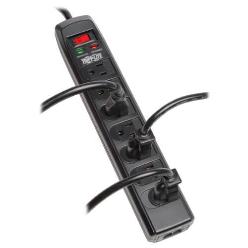 Protector eléctrico Tripp Lite TLP706TELC con 7 tomas, cable de 1.83 m, ángulo recto, protección de línea telefónica y 1440 julios, color negro miniatura 2