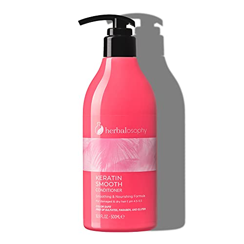 16.9 Fl Oz Keratin Conditioner, Smoothing, Nourishing & Moisturizing Formula For Damaged And Dry Hair, Extra Strength Hydrate & Repair For Color Treated Hair, Anti Frizz, Free Of Sulfate, Parabens And Gluten #TOP7