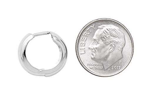 Image of 14k or 10k Gold Huggie Hoop Earrings, Polished Finish, Hinged Closure, 15mm Diameter, 8mm Wide