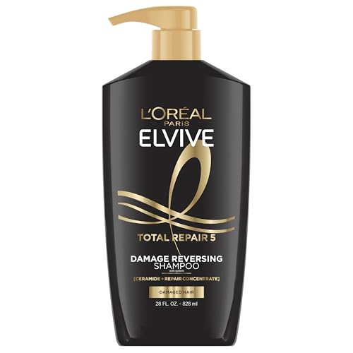 L’Oreal Paris Elvive Total Repair 5 Repairing Shampoo for Damaged Hair Shampoo with Protein and Ceramide for Strong Silky Shiny Healthy Renewed Hair 28 Fl Oz(Packaging May Vary)