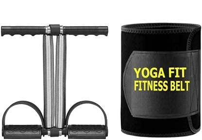 Yoga FIT Sweat Slim Belt + Double Spring Tummy Trimmer for Fat Loss, Weight Loss and Tummy Trimming Exercise for Both Men and Women