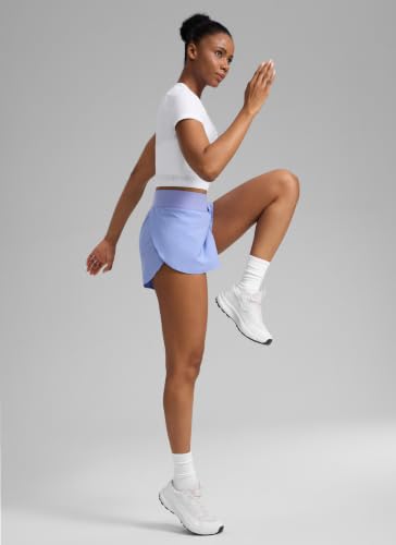 Image of CRZ YOGA High Waisted Split Running Shorts 3 inch | Mesh Liner, Quick Dry, Lightweight, for Women